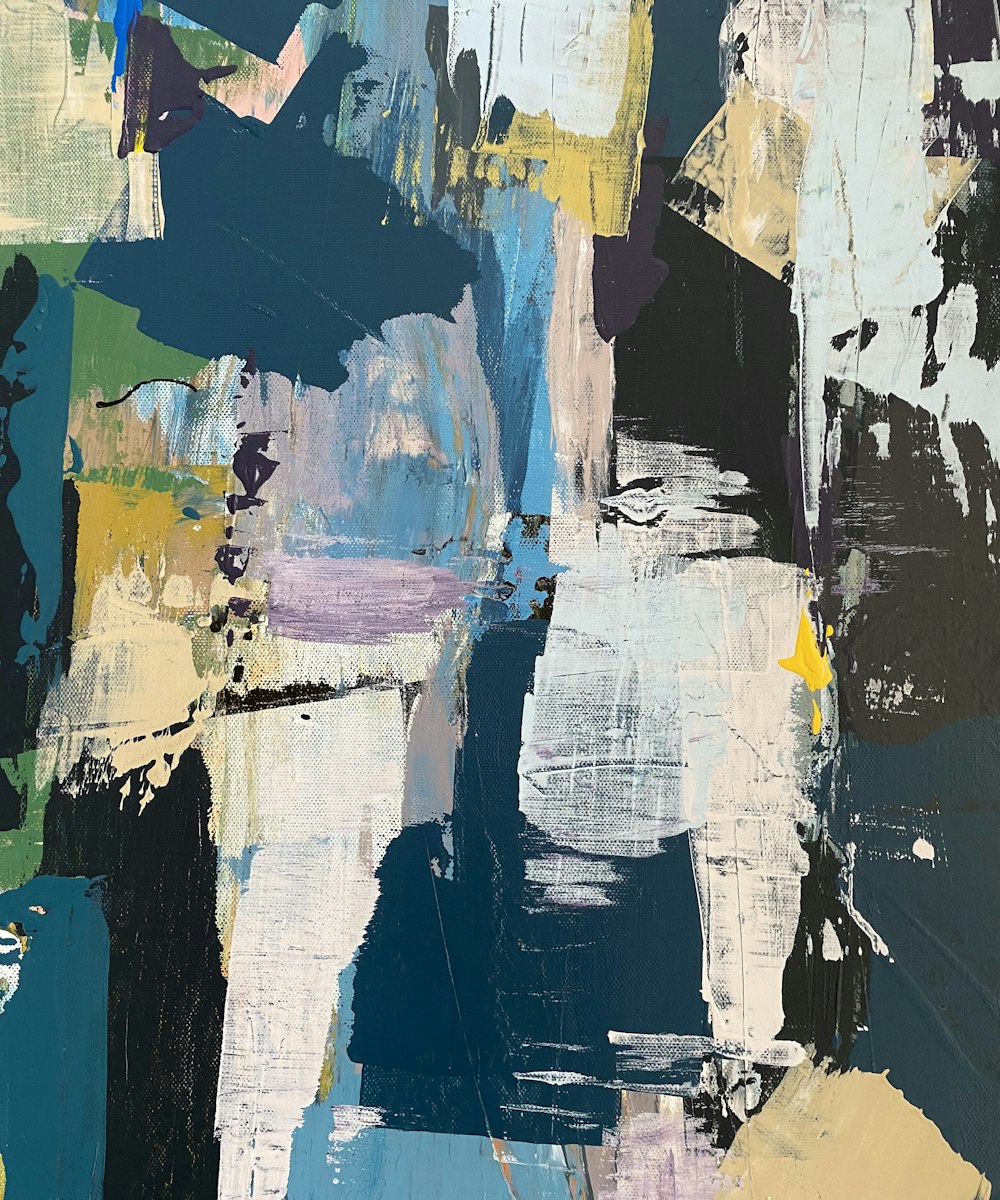 Abstract oil painting in muted blues and greys — Tidal Register